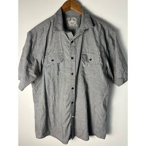 Bruno New York Button Up Shirt Men LG Grey Striped Short Sleeve Pockets